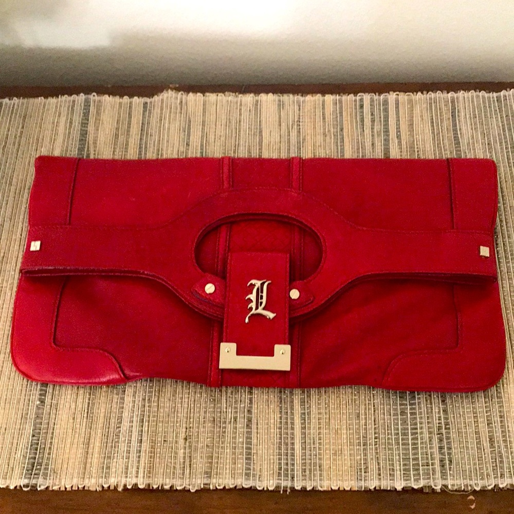L.A.M.B Red Leather Clutch Gwen Stefani